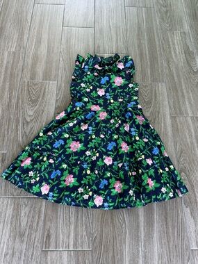 Janie and Jack Navy Dress with Pink & Blue Blooms